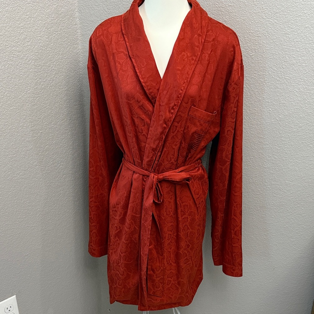 Savage X Fenty Snakeskin Jacquard Snake Skin Short Robe Rust Copper Orange XL